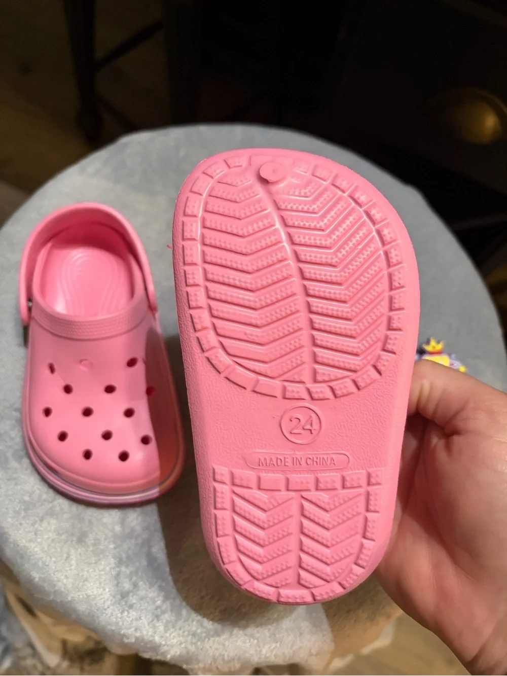 Kids Pink Slip-On Clog Shoes with Decorative Charms